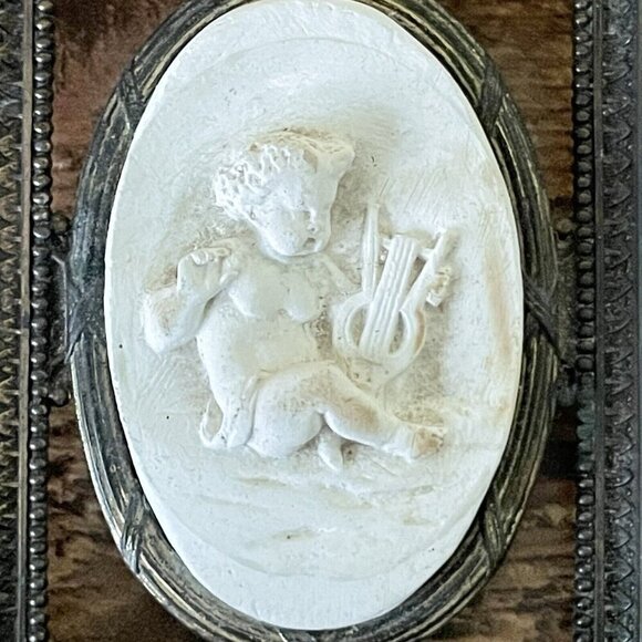 Antique 19th Century Napoleon III French Meerschaum Carved Relief Brass Frame - Picture 12 of 12